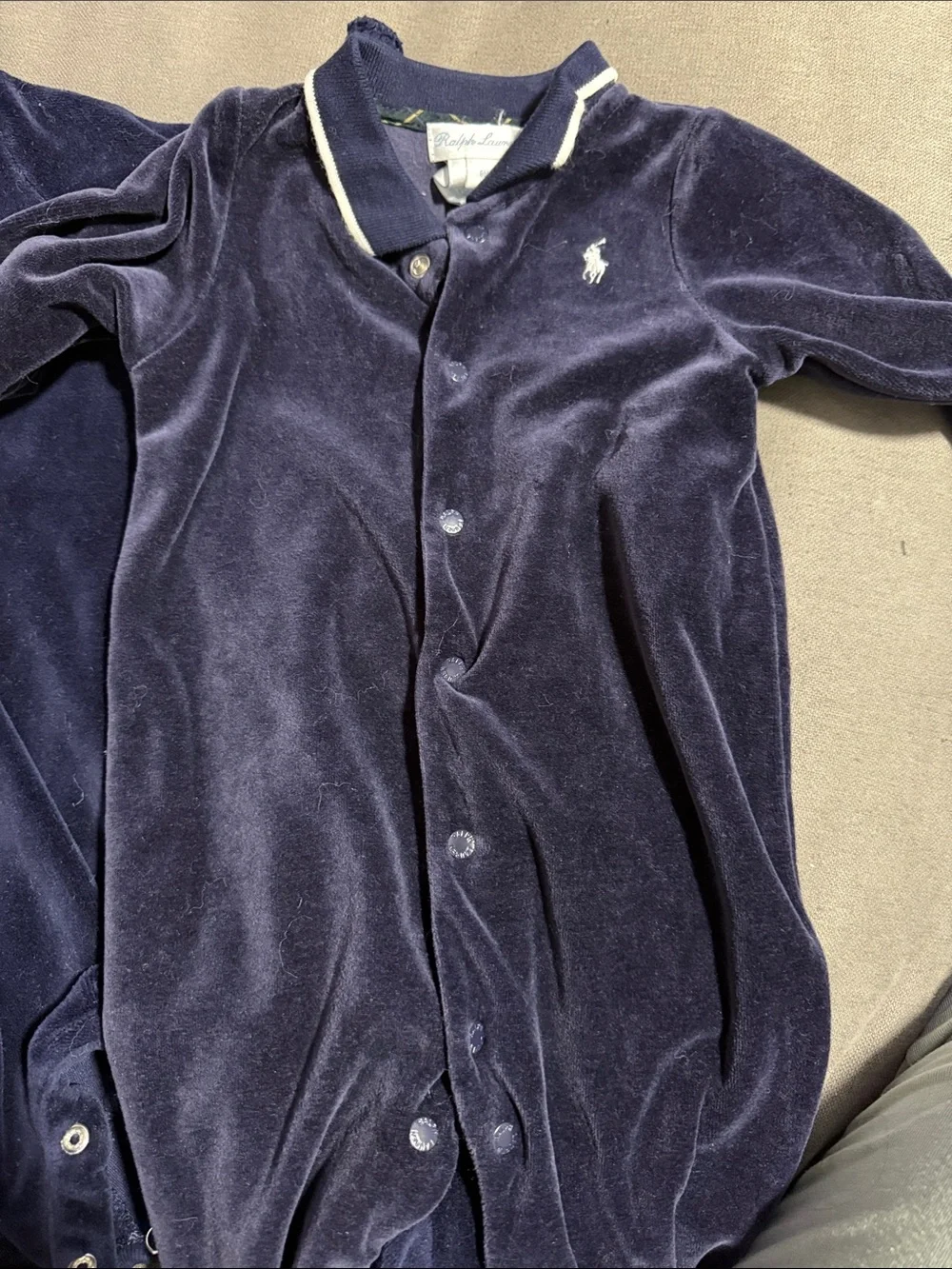 2 piece bundle Ralph Lauren Navy Velour 6 months